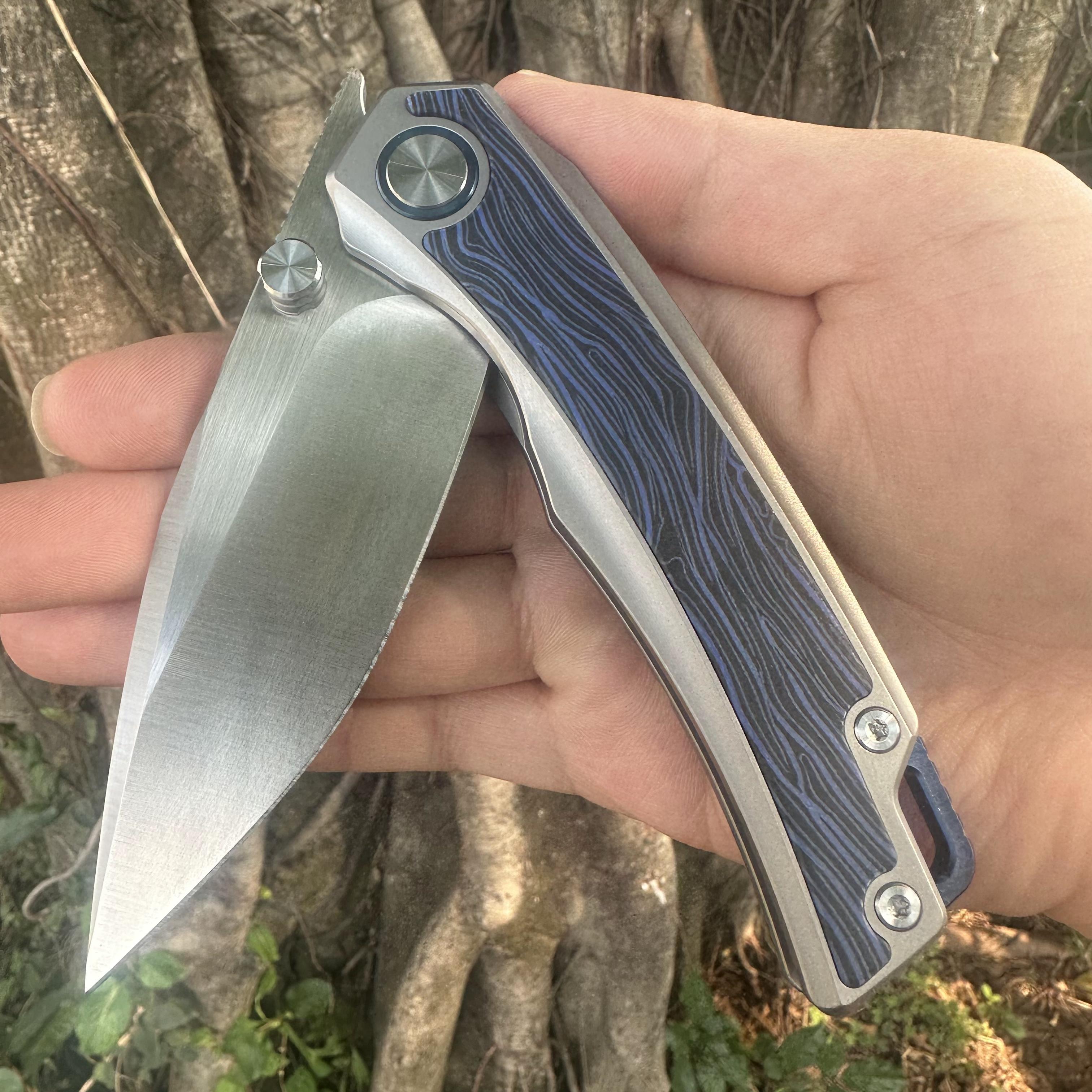 JG037 S60V Blade Titanium Alloy Handle Pocket Knife Liner Lock