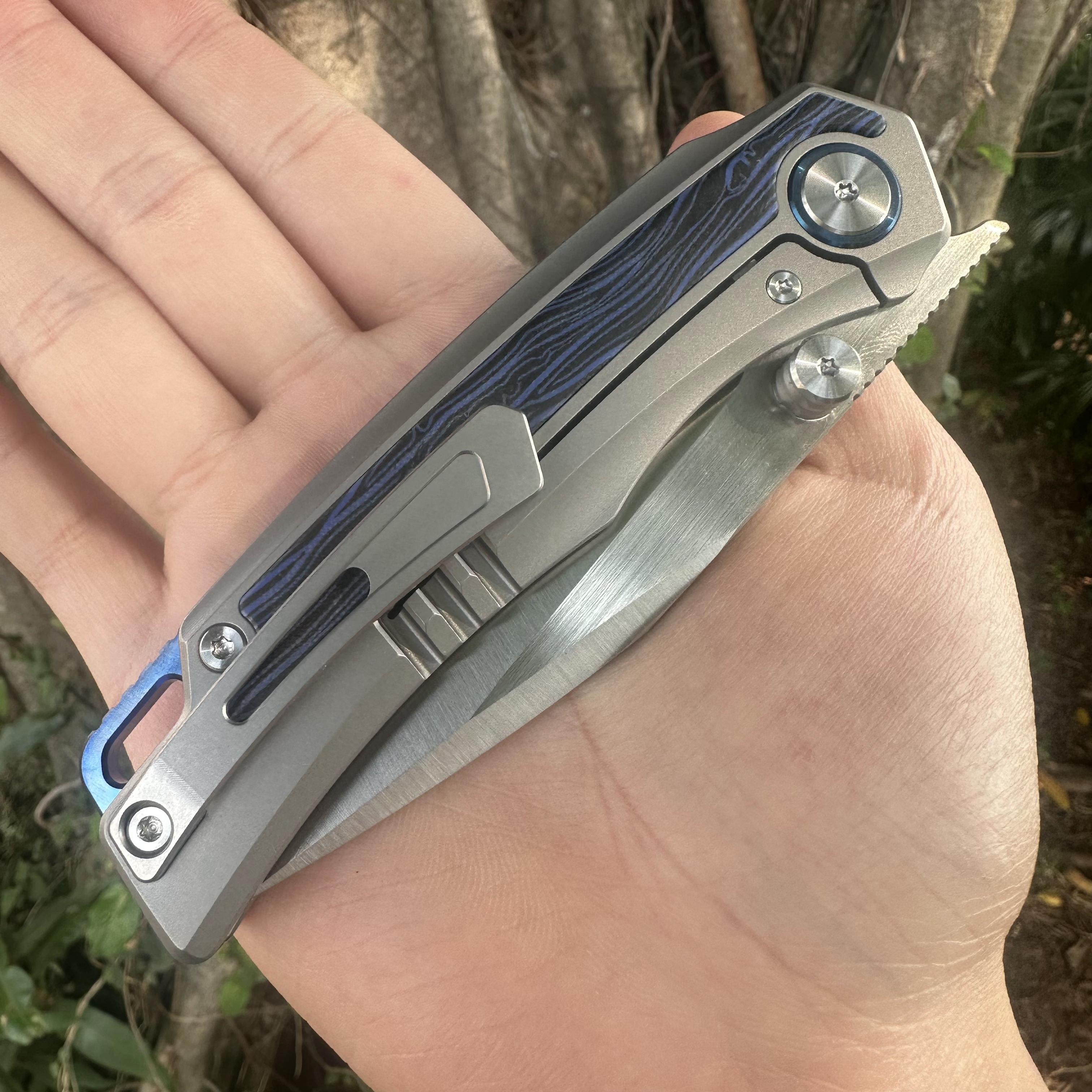 JG037 S60V Blade Titanium Alloy Handle Pocket Knife Liner Lock