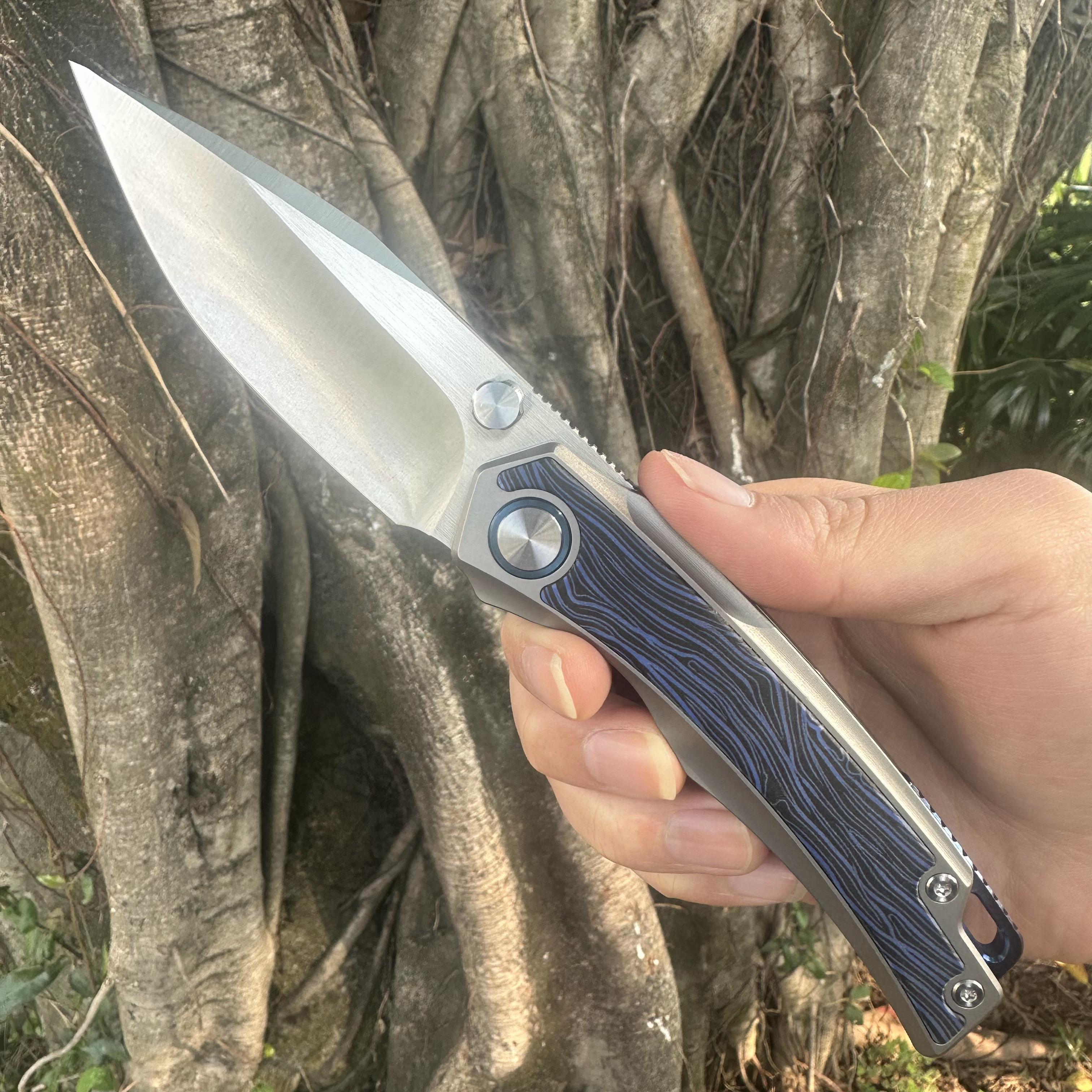 JG037 S60V Blade Titanium Alloy Handle Pocket Knife Liner Lock