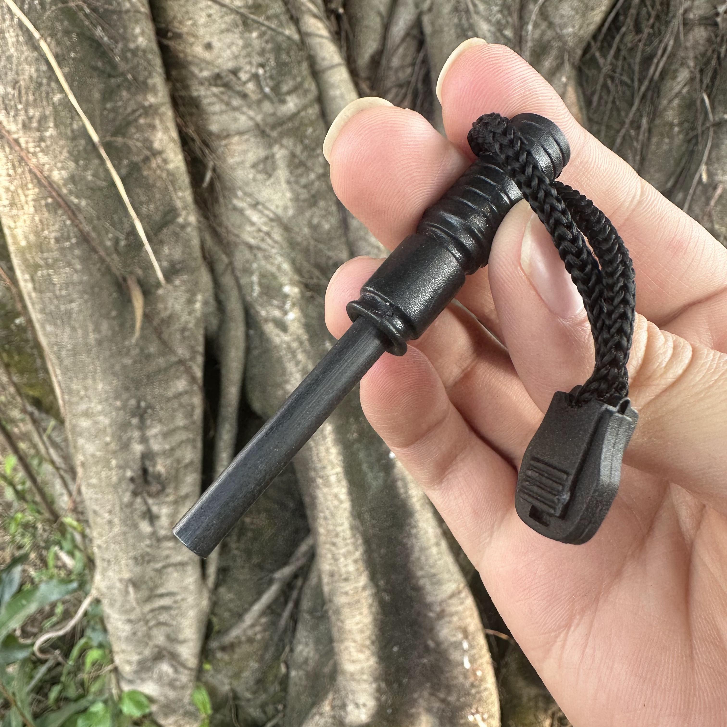 JG042 D2 Blade Knife ABS Handle Leather Sheath Fire Stick