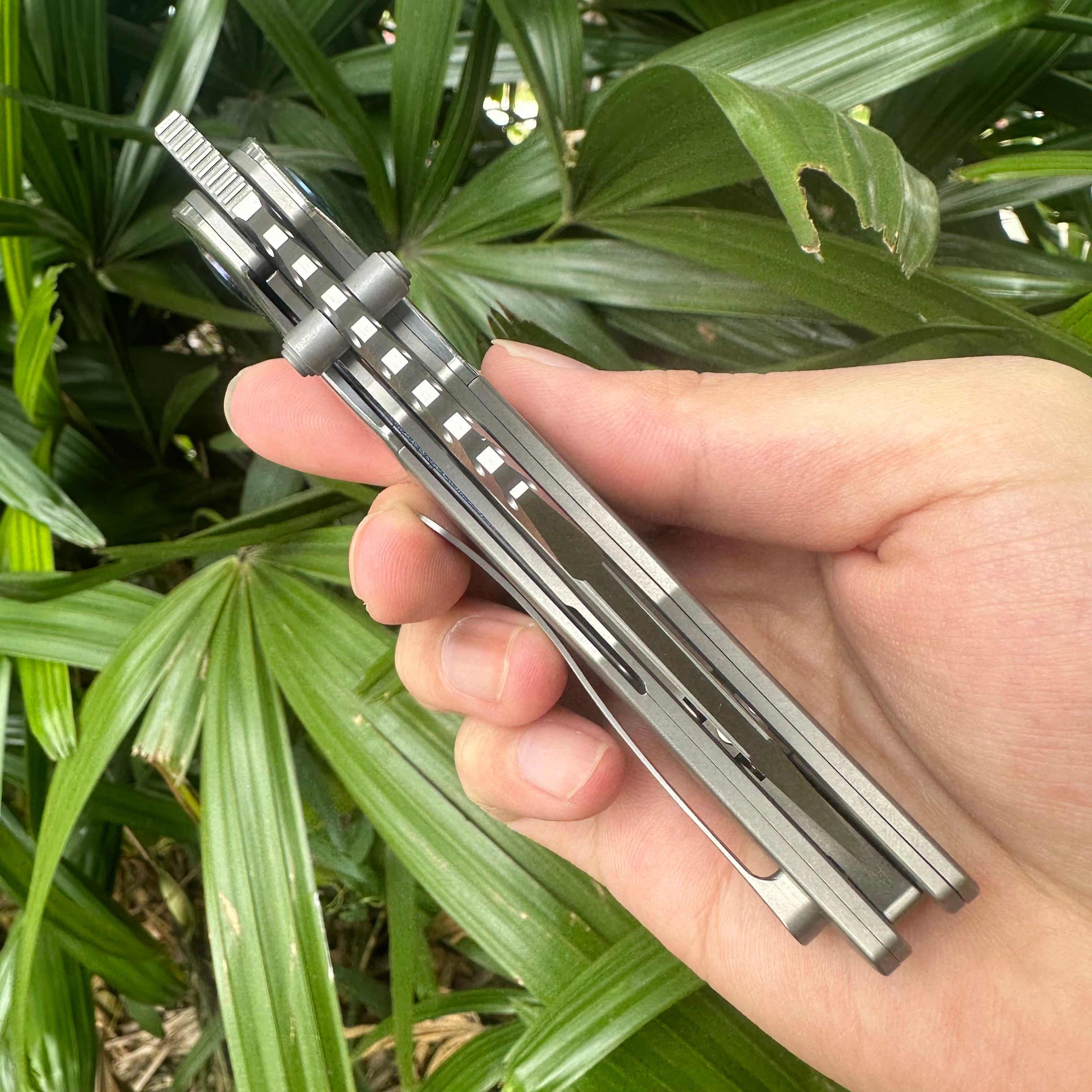 TT2031 VG10 Blade Titanium Alloy Damascus Handle Pocket Knife Frame Lock