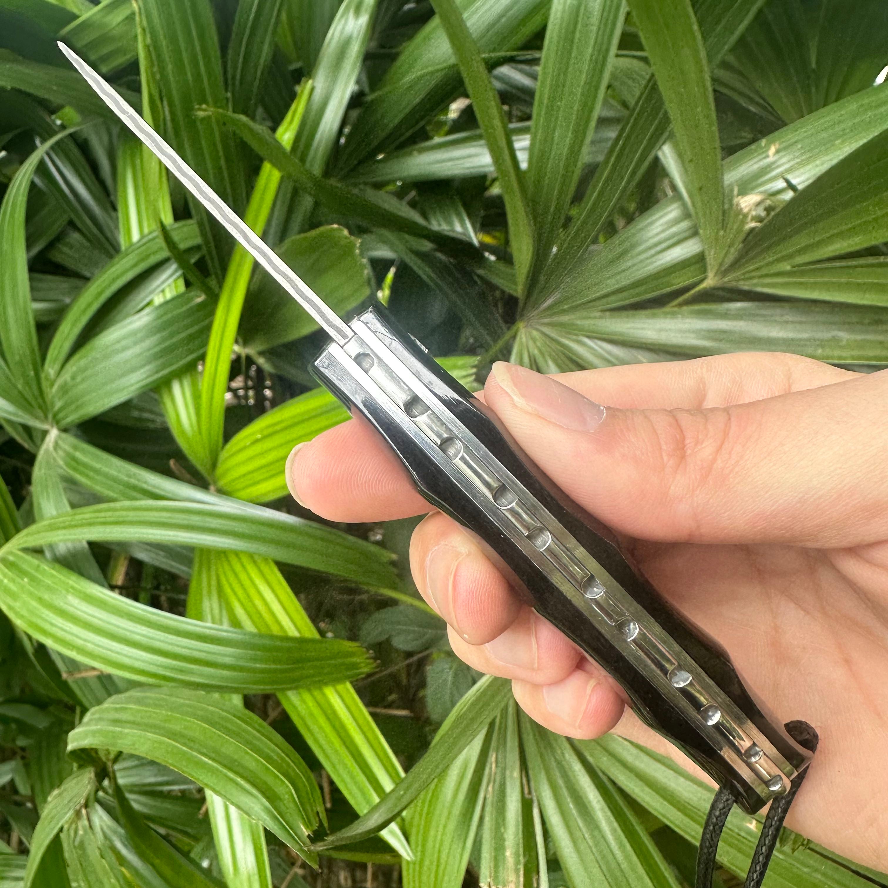 RJ21 Damascus VG10 Steel Blade OX Bone Handle Pocket Knife