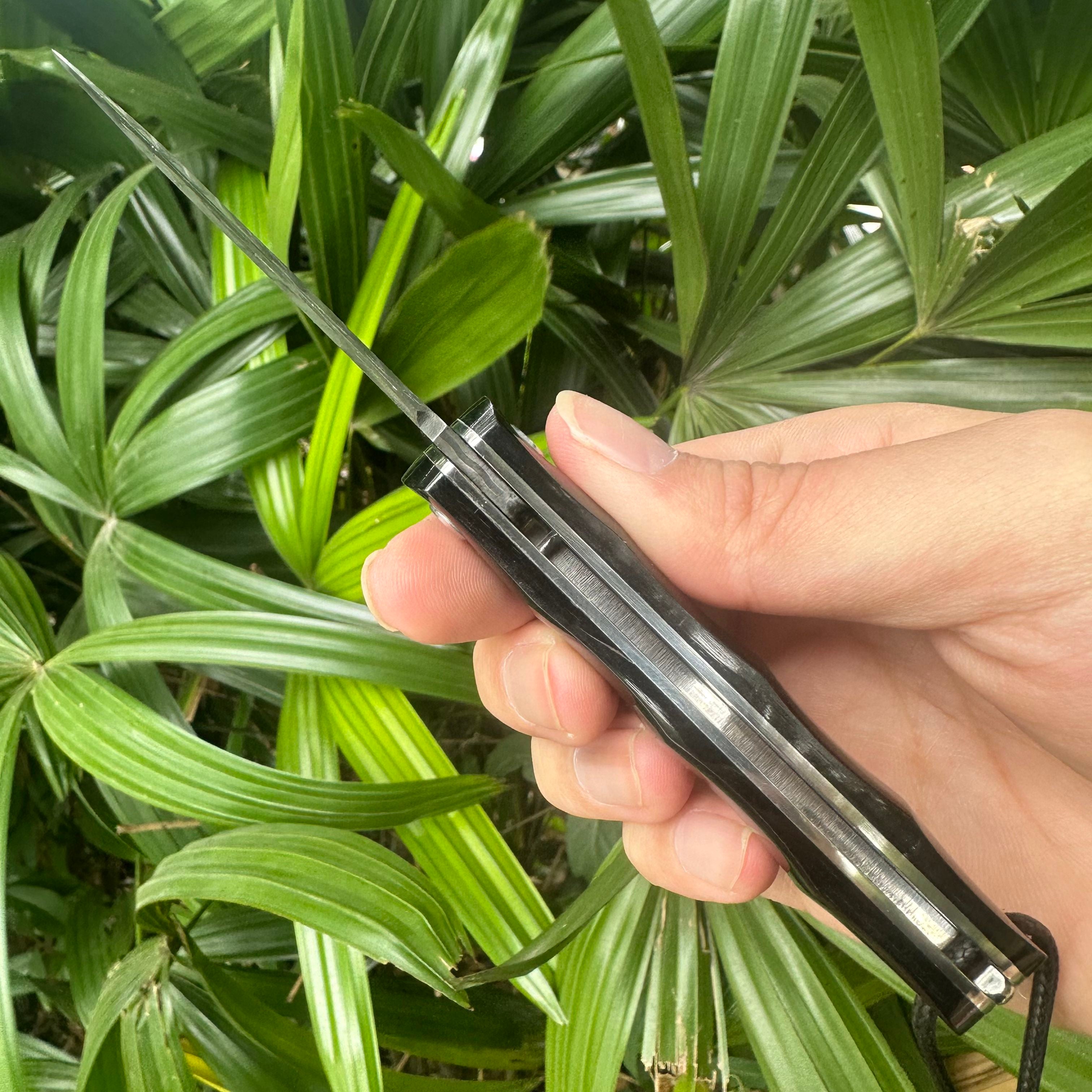 RJ21 Damascus VG10 Steel Blade OX Bone Handle Pocket Knife