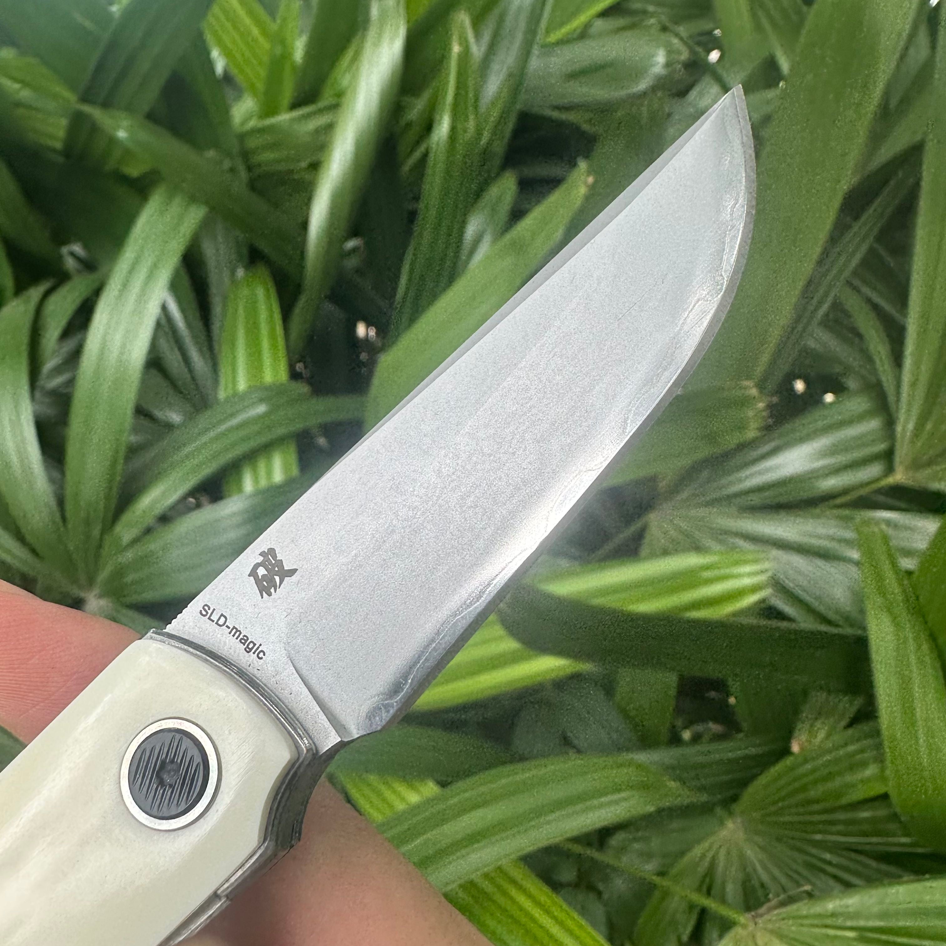 RJ22 SKD11 Blade OX Bone Handle Folding Knife Liner Lock