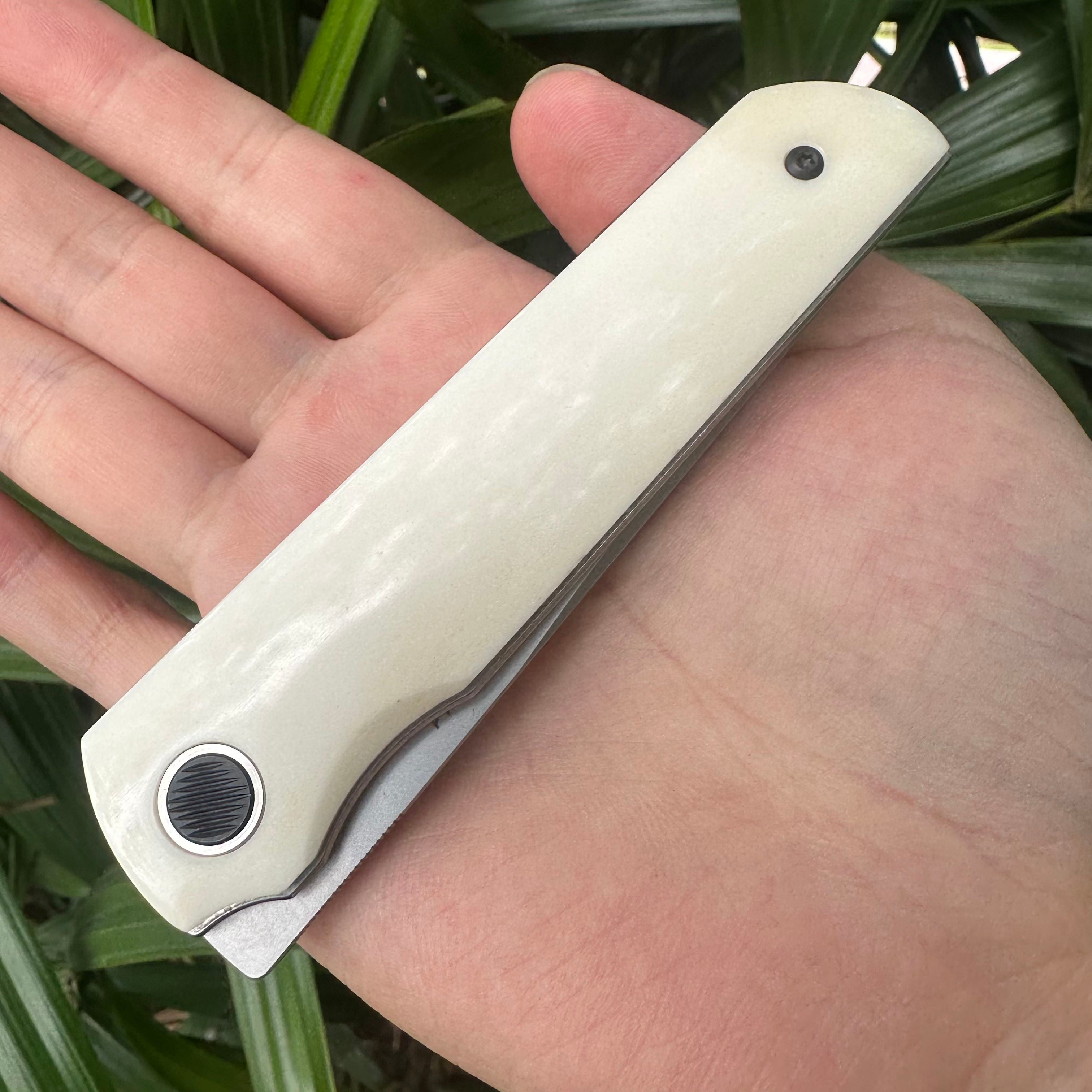 RJ22 SKD11 Blade OX Bone Handle Folding Knife Liner Lock