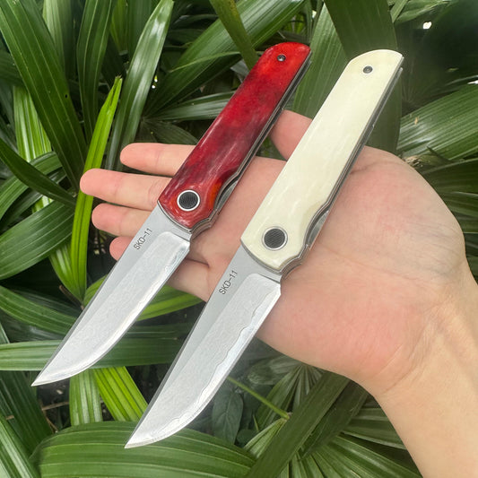 RJ22 SKD11 Blade OX Bone Handle Folding Knife Liner Lock
