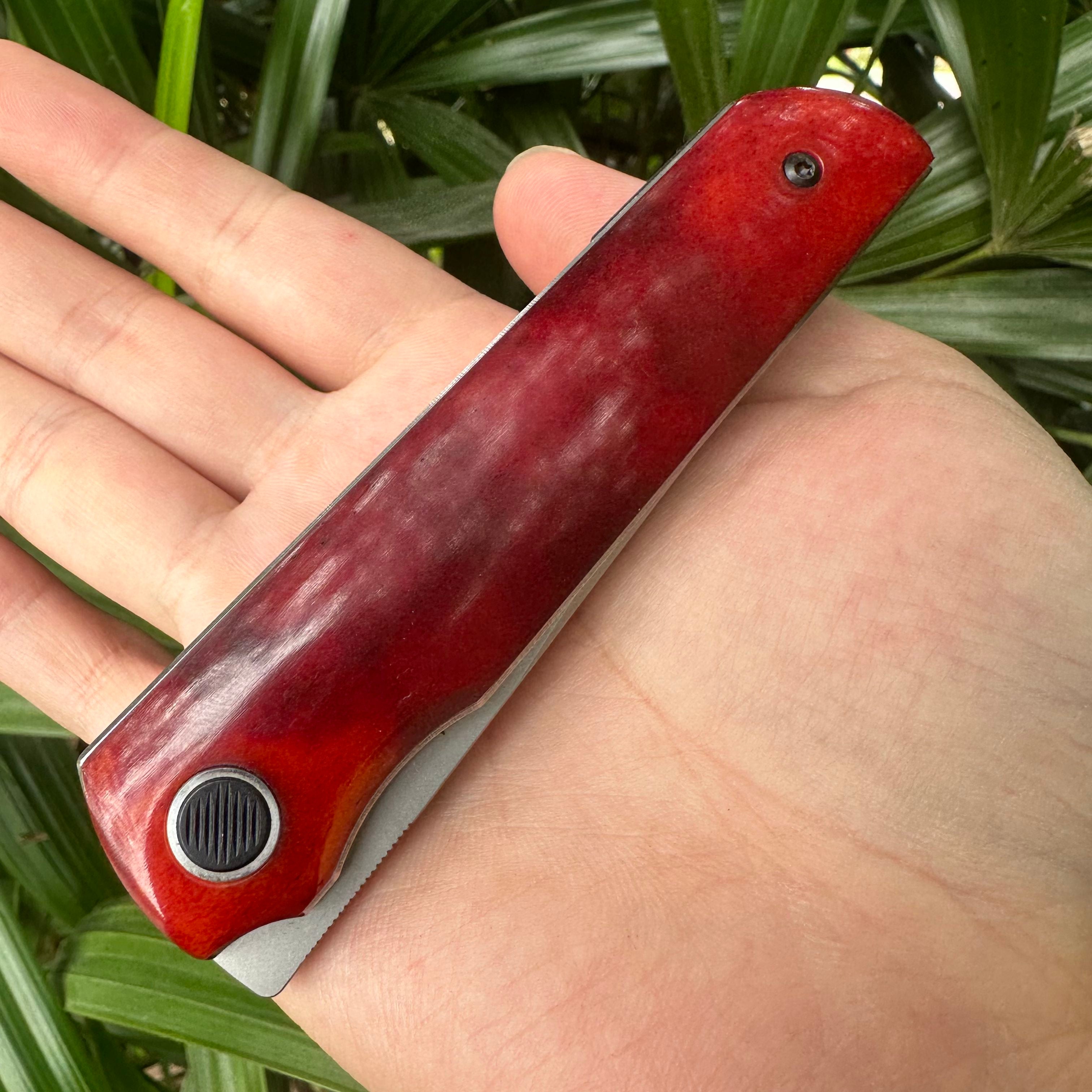 RJ22 SKD11 Blade OX Bone Handle Folding Knife Liner Lock