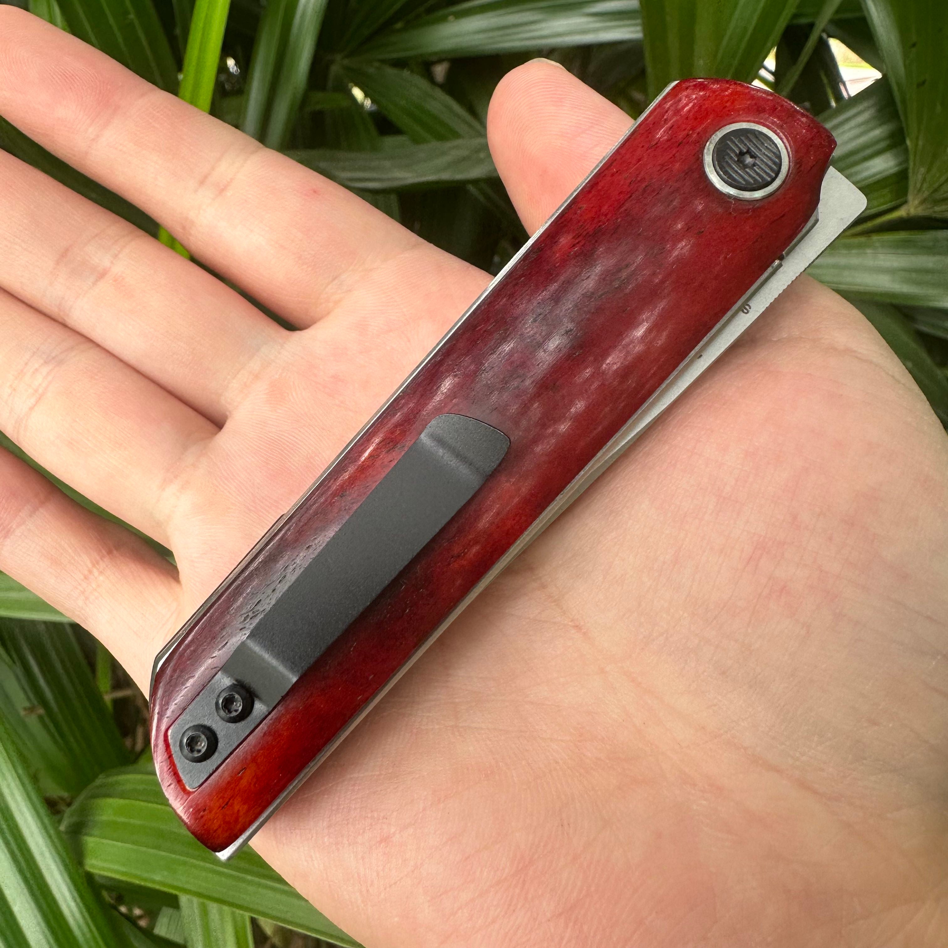 RJ22 SKD11 Blade OX Bone Handle Folding Knife Liner Lock