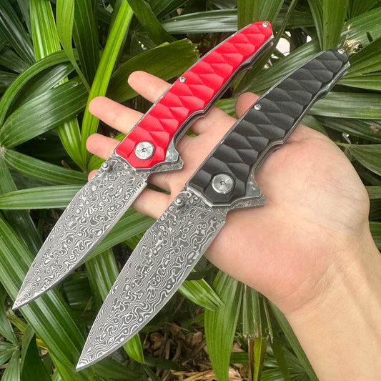 NK1314 Damascus Blade ABS Handle Folding Knife Liner Lock