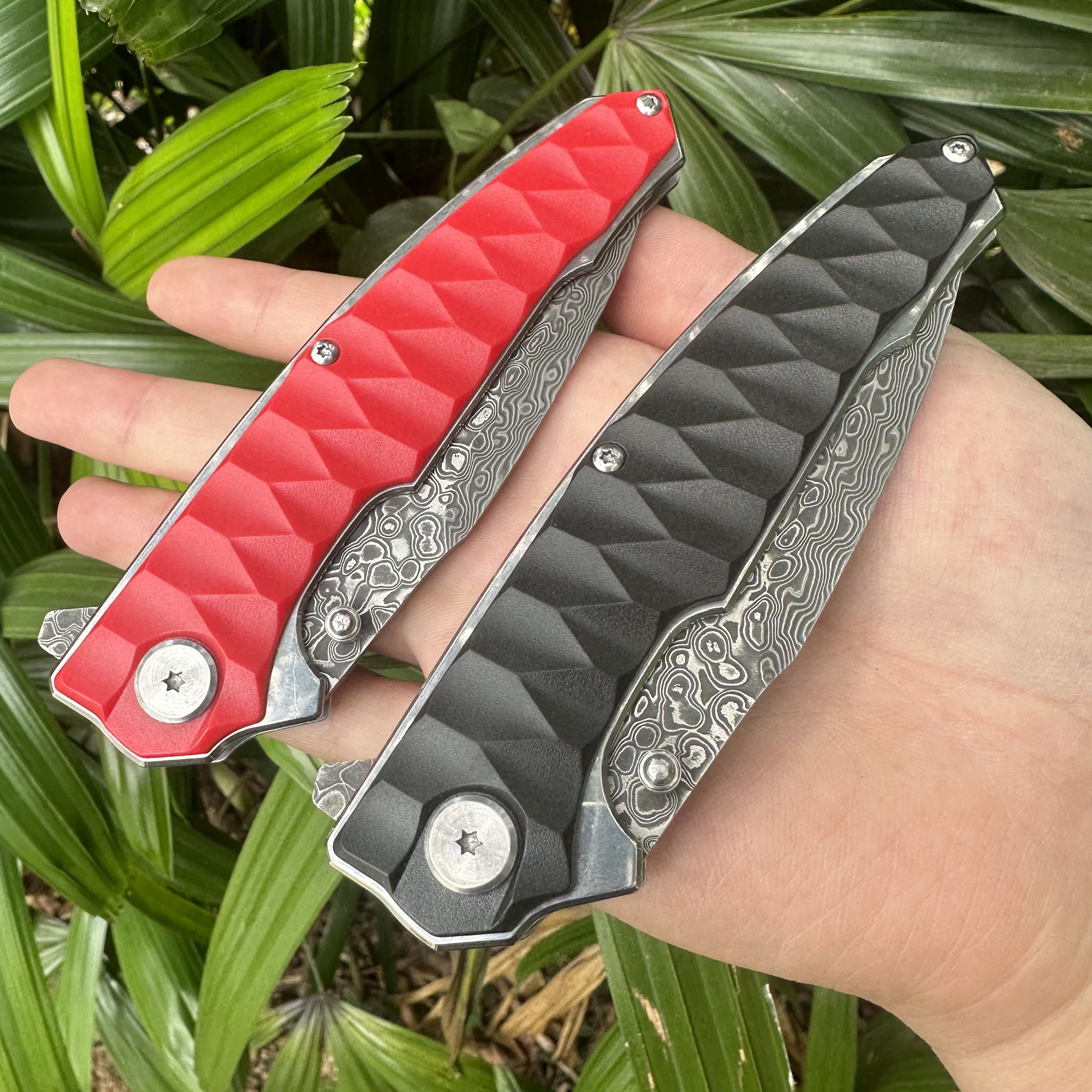 NK1314 Damascus Blade ABS Handle Folding Knife Liner Lock