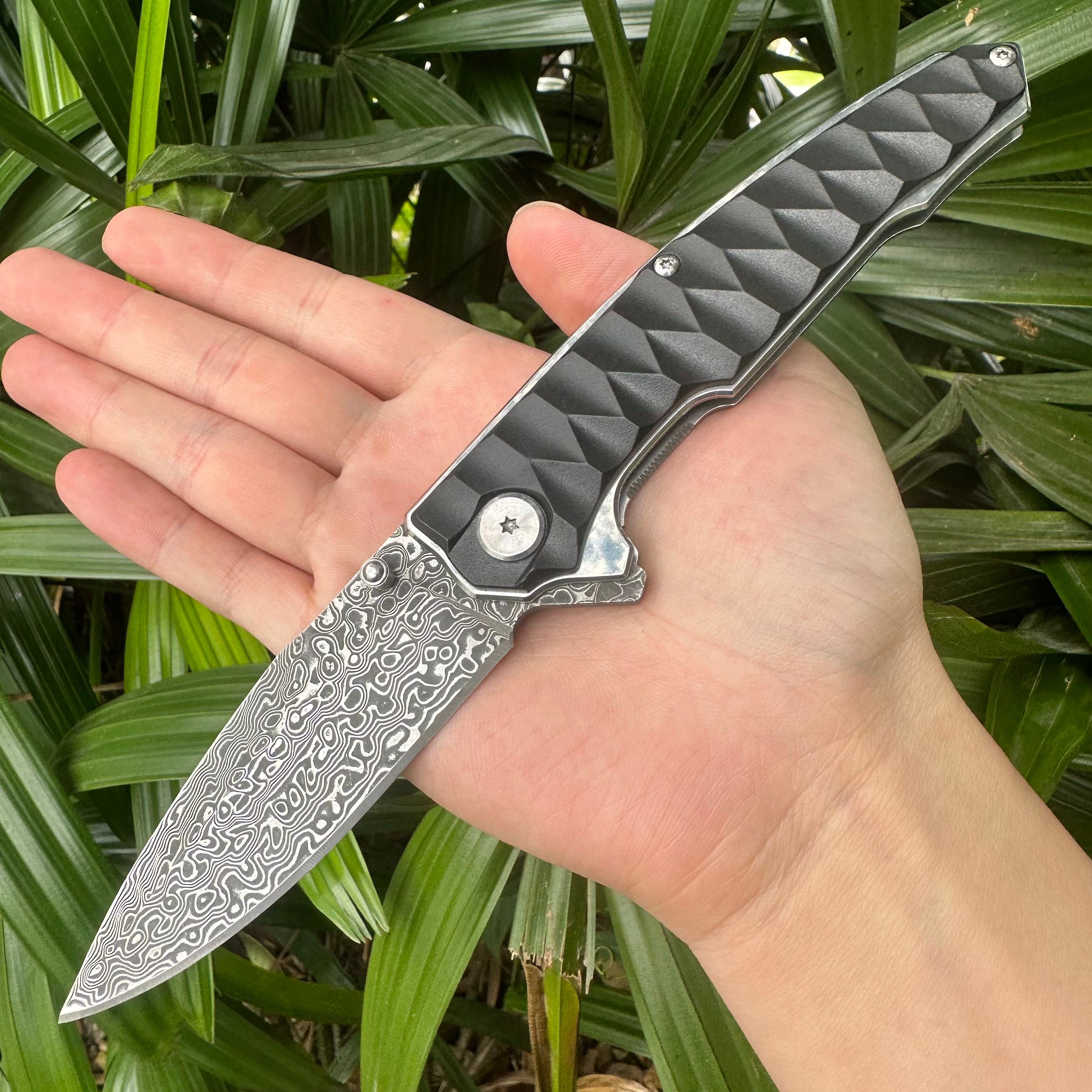 NK1314 Damascus Blade ABS Handle Folding Knife Liner Lock