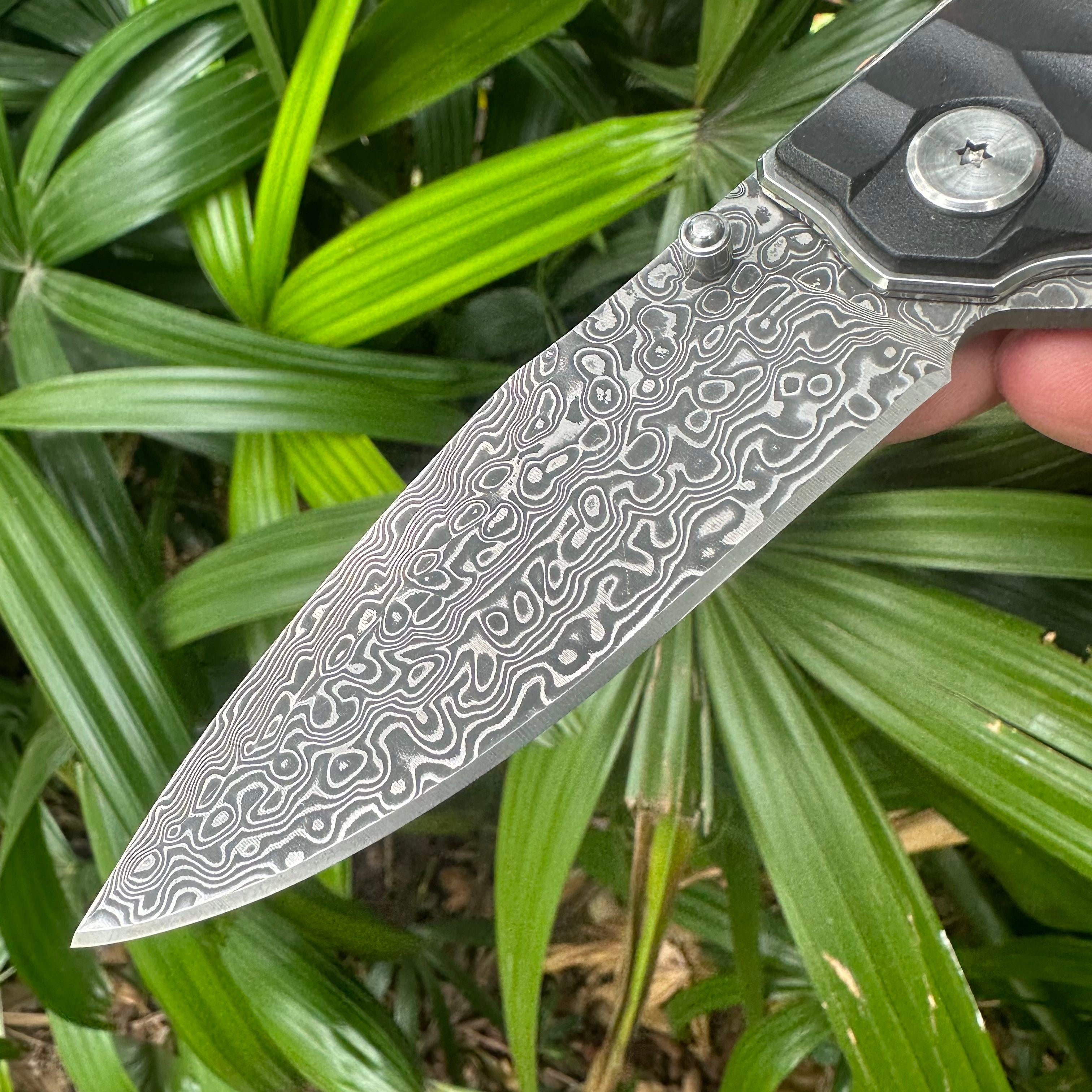 NK1314 Damascus Blade ABS Handle Folding Knife Liner Lock