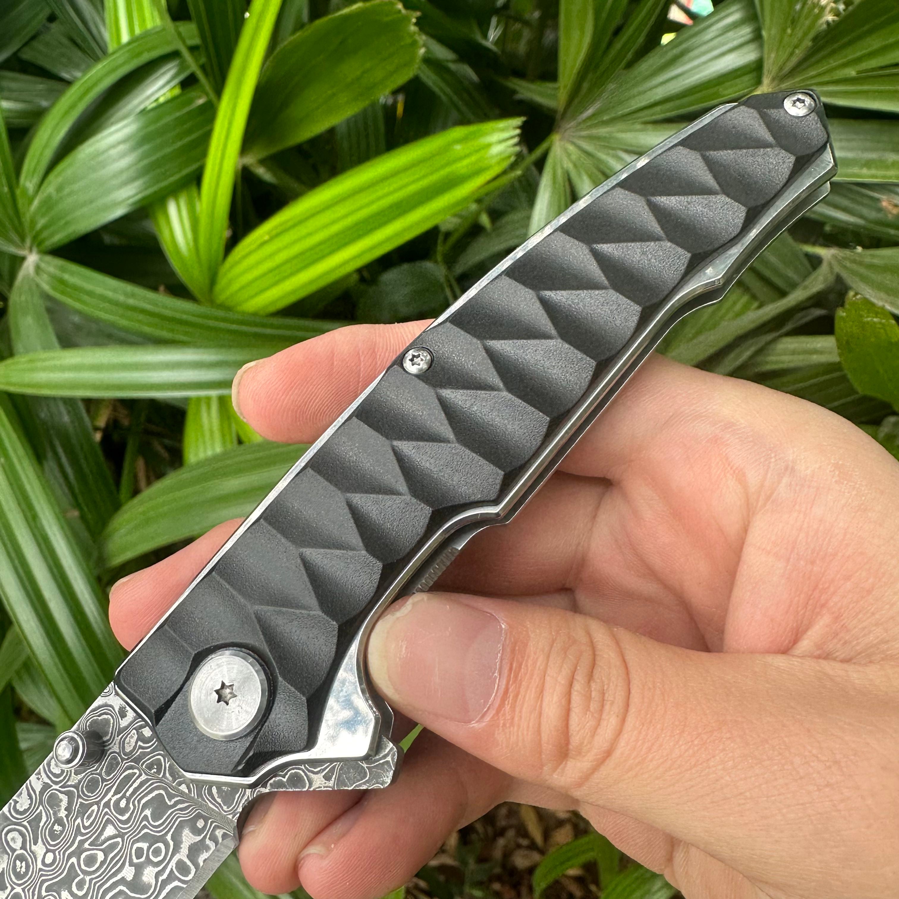 NK1314 Damascus Blade ABS Handle Folding Knife Liner Lock