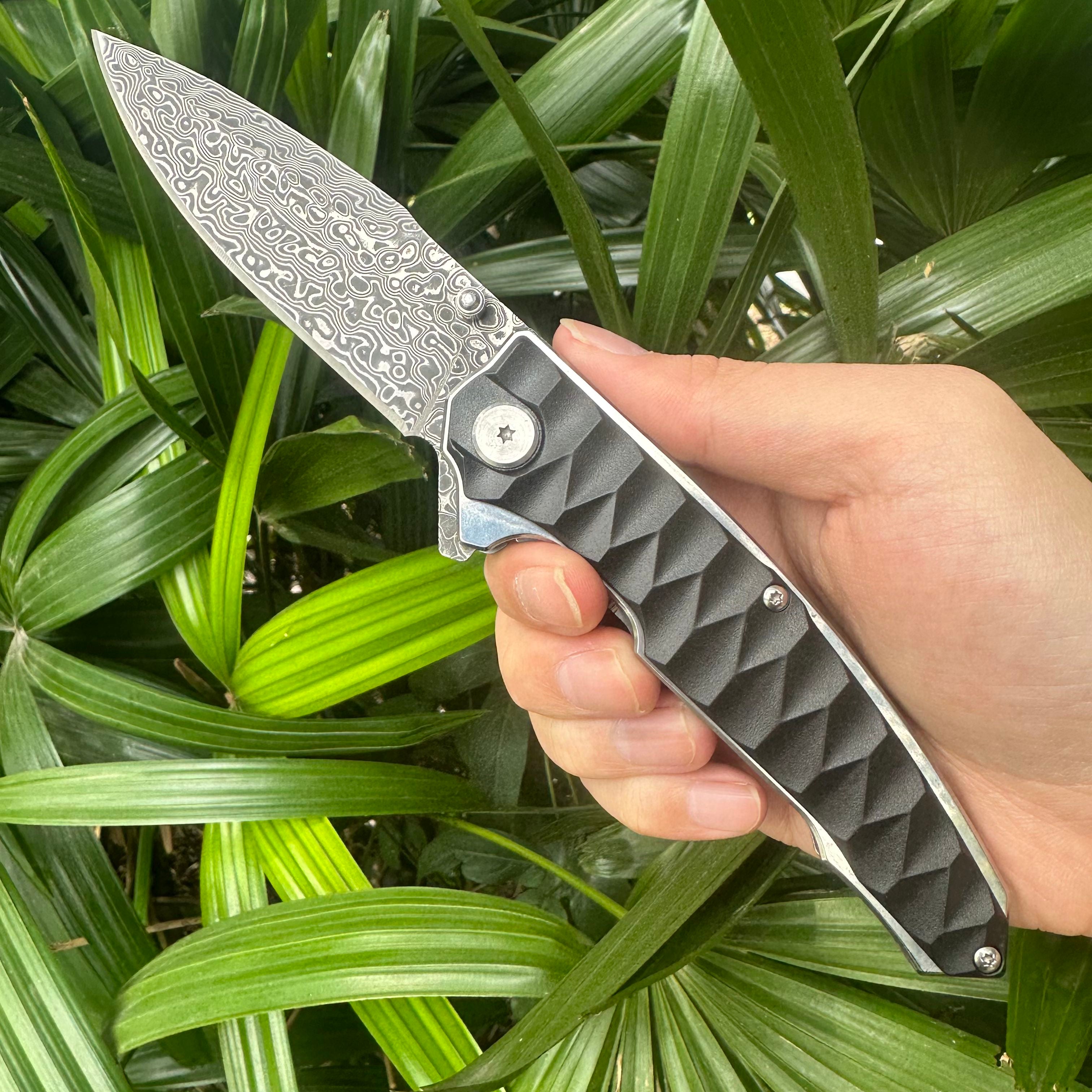 NK1314 Damascus Blade ABS Handle Folding Knife Liner Lock