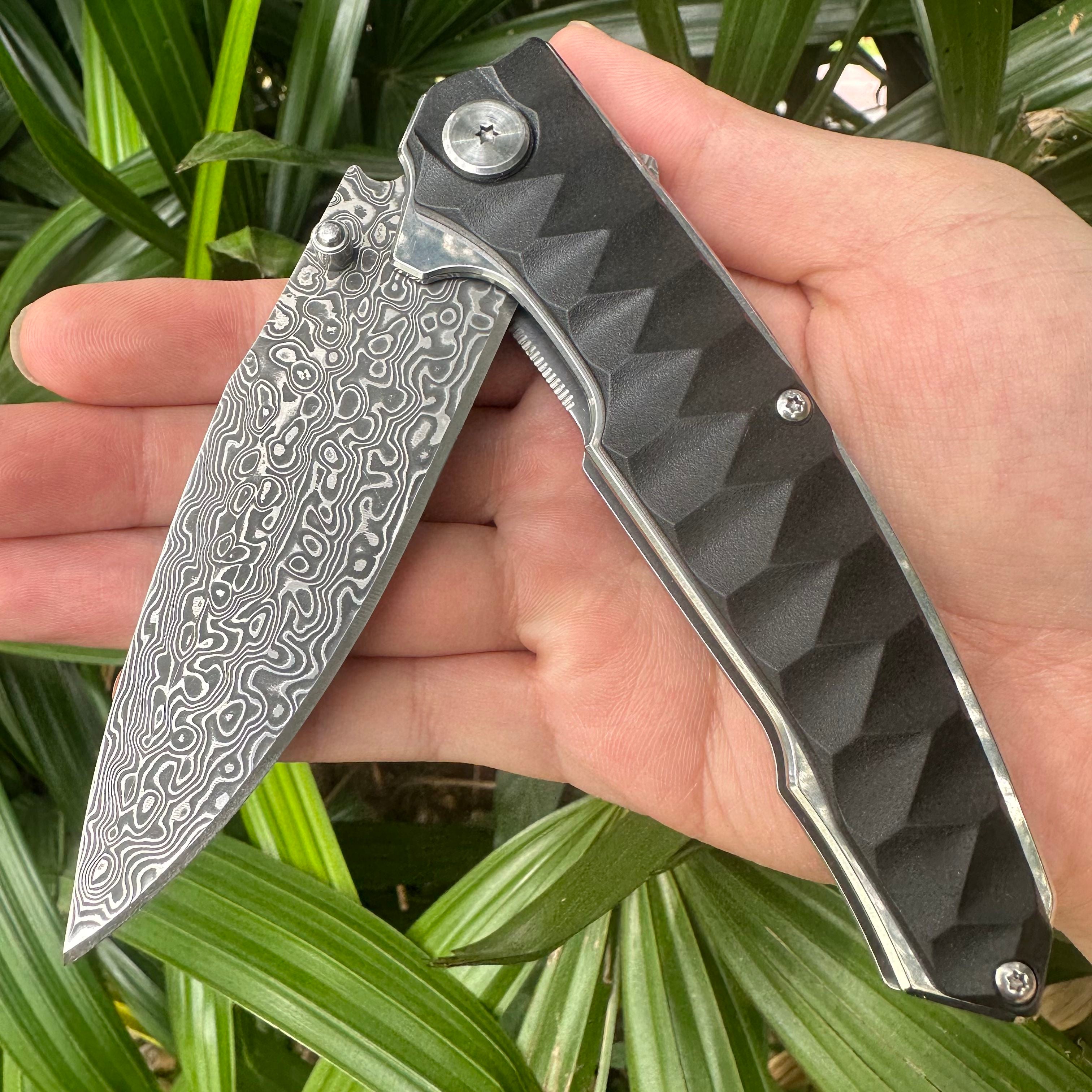 NK1314 Damascus Blade ABS Handle Folding Knife Liner Lock