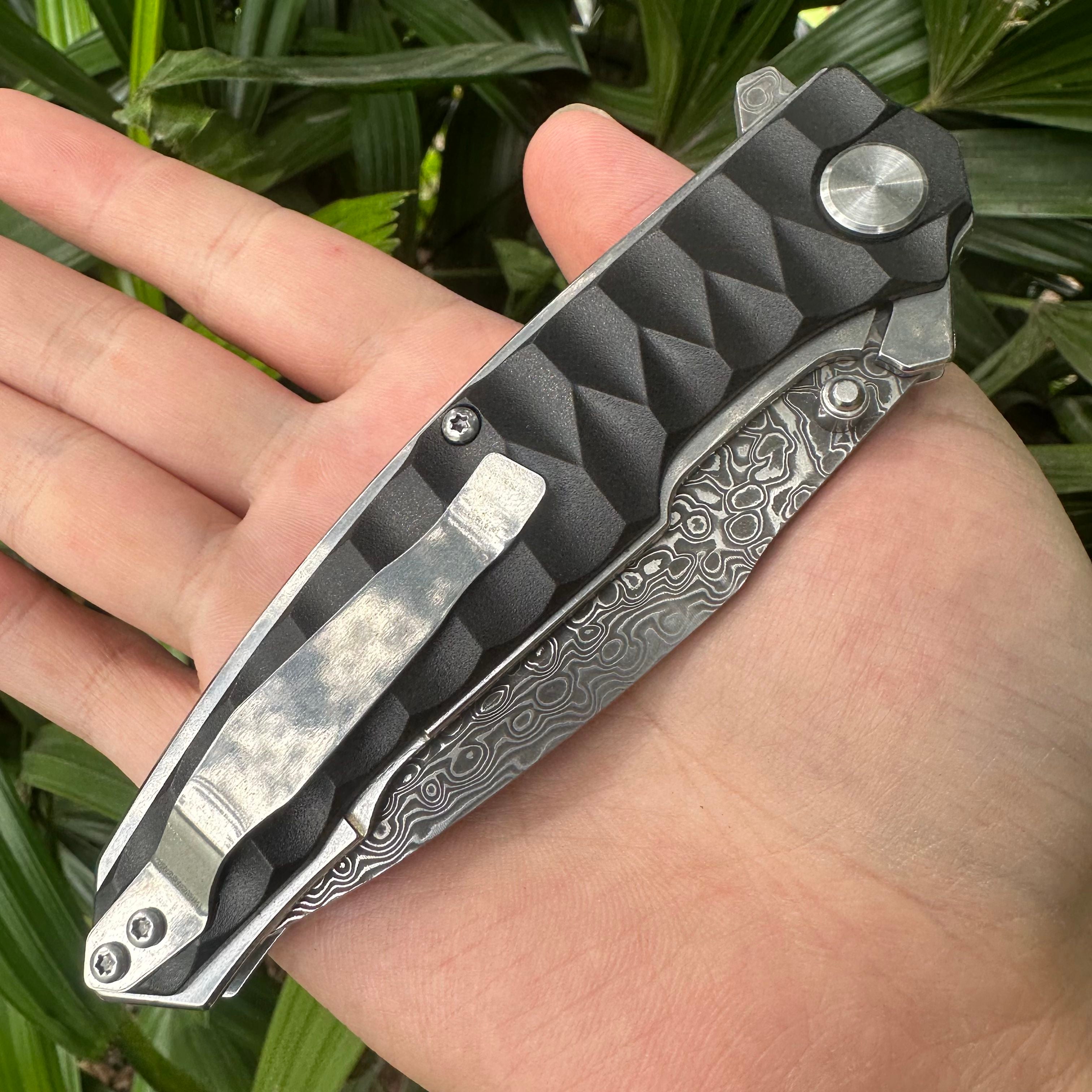 NK1314 Damascus Blade ABS Handle Folding Knife Liner Lock
