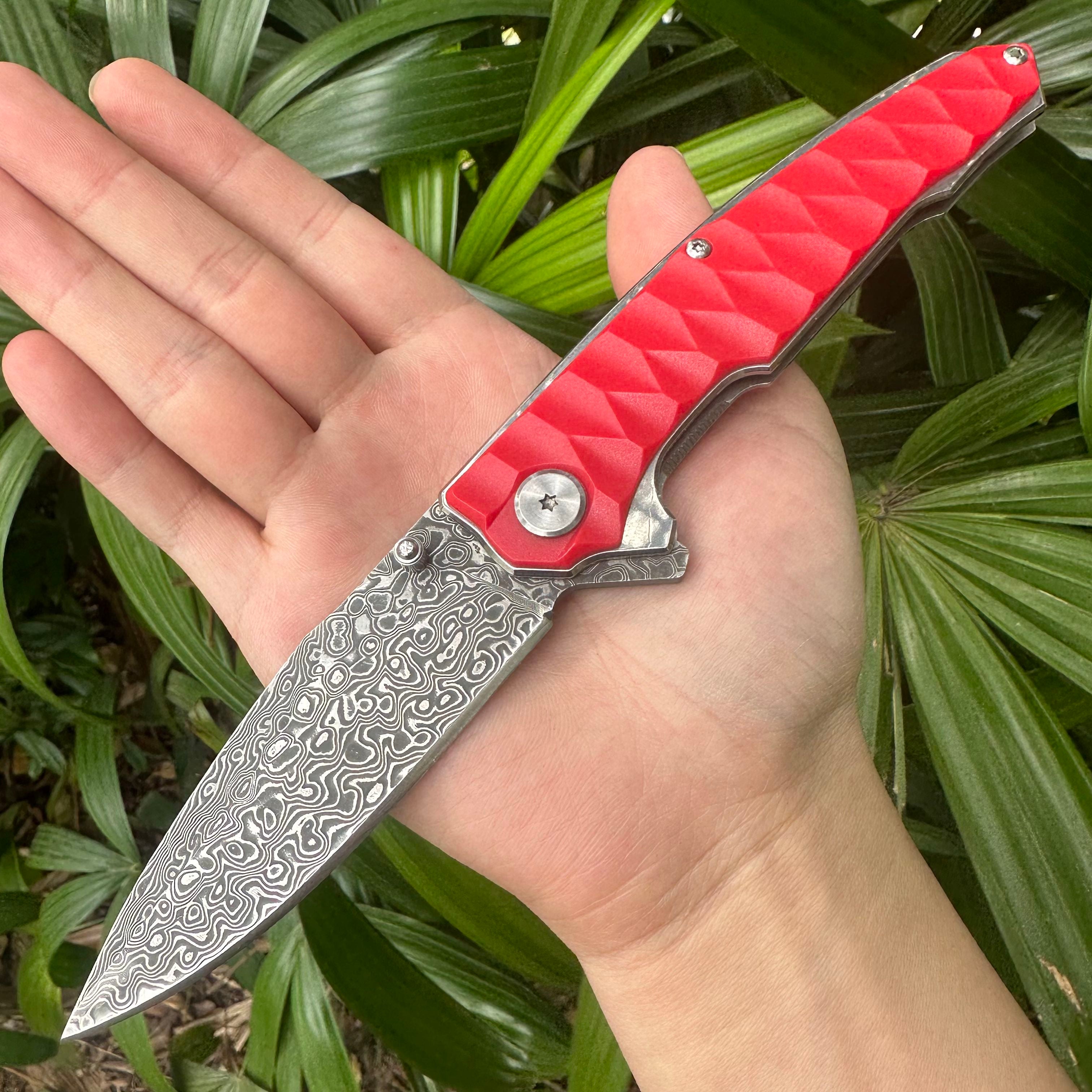 NK1314 Damascus Blade ABS Handle Folding Knife Liner Lock