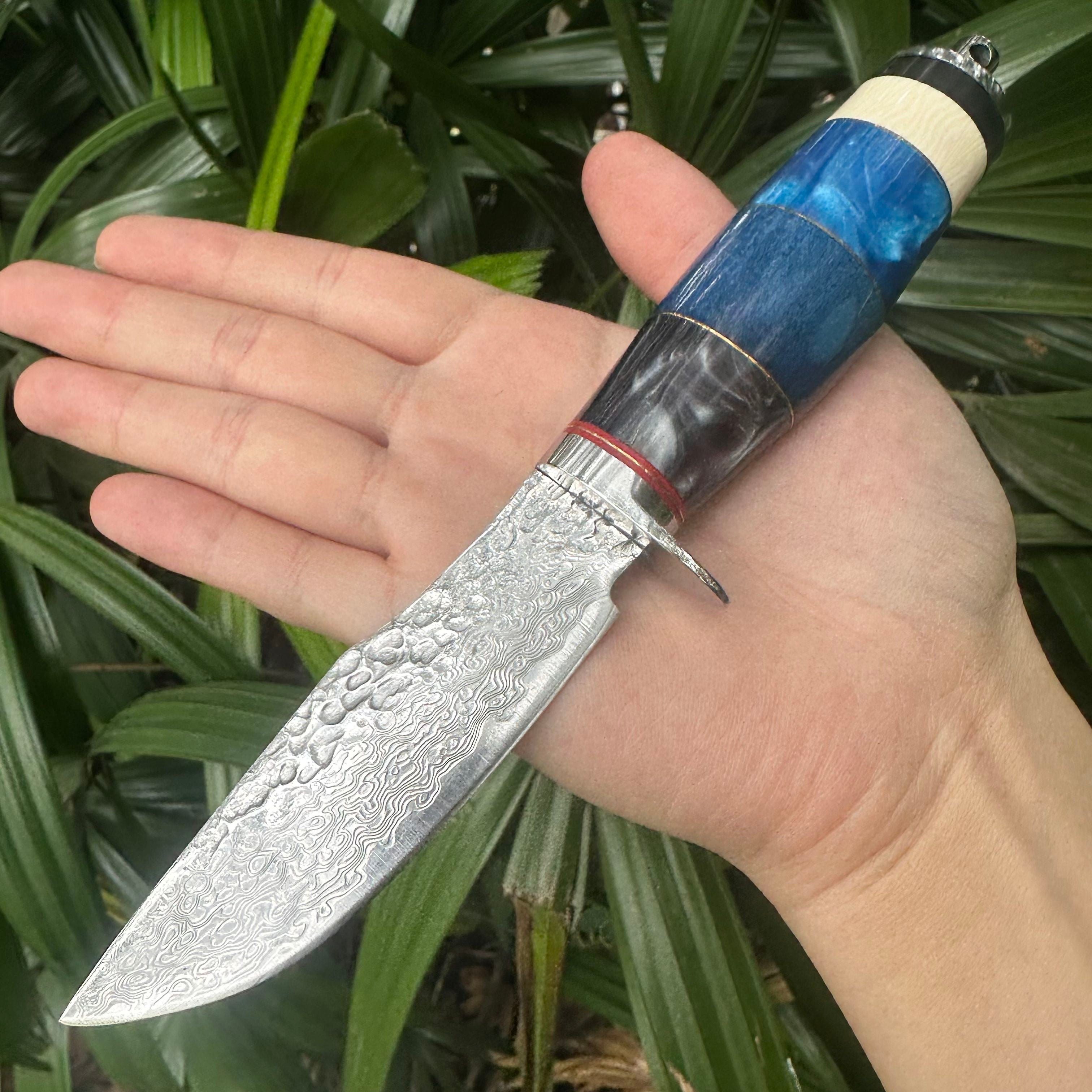 A036 Fiexd Damascus VG10 Blade Beef Bone Handle Leather Sheath